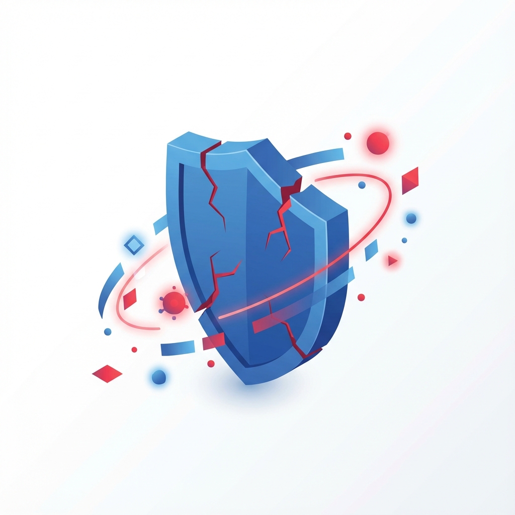 Escudo de seguridad agrietado siendo atacado