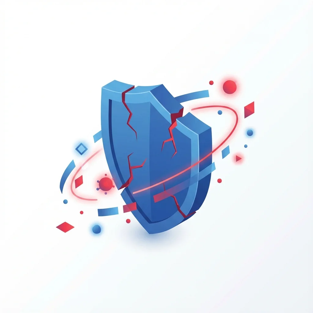 Escudo de seguridad agrietado siendo atacado