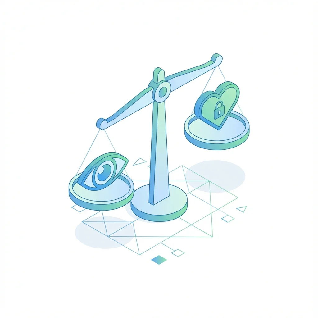 Balanza equilibrando vigilancia y confianza