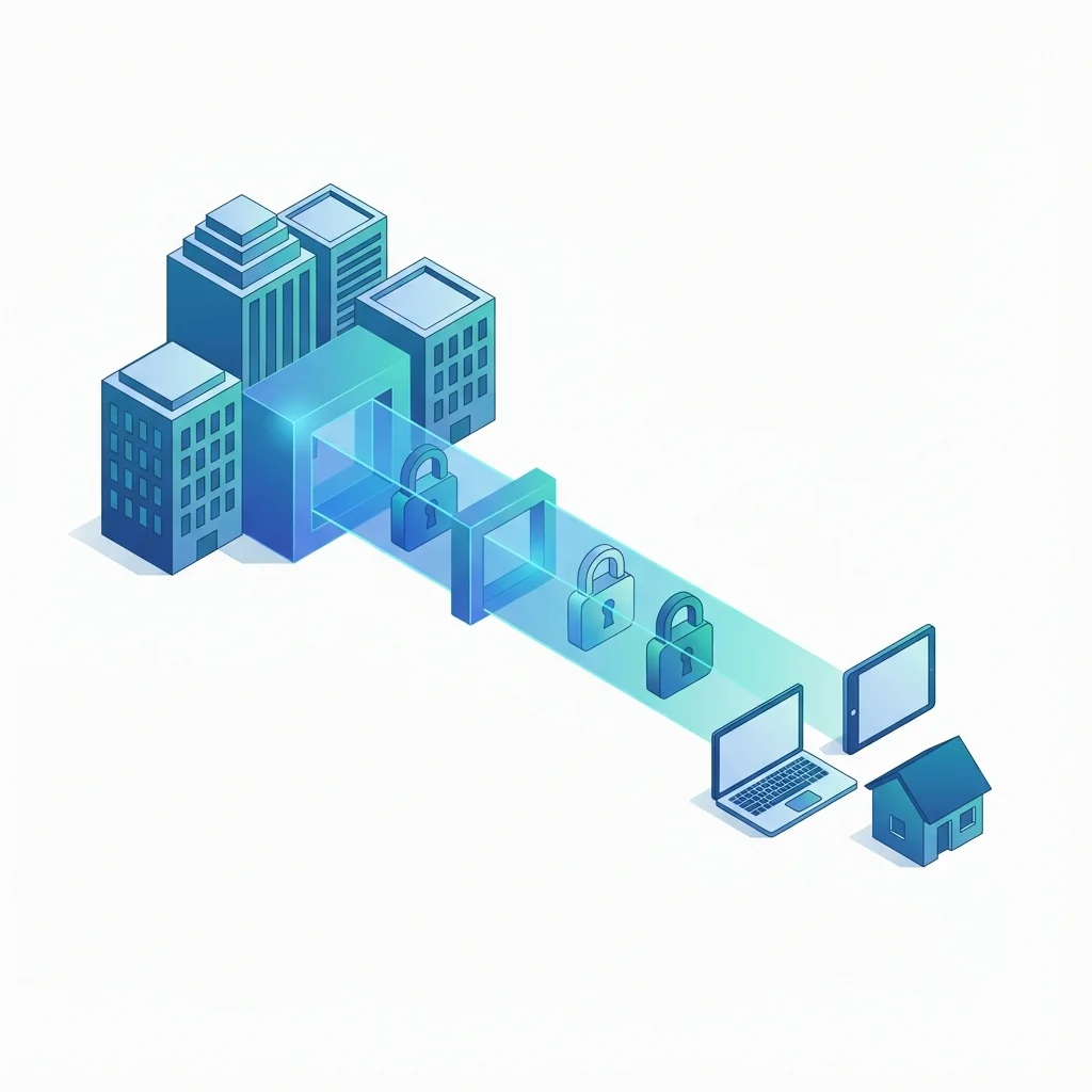 Túnel seguro conectando oficinas y trabajadores remotos