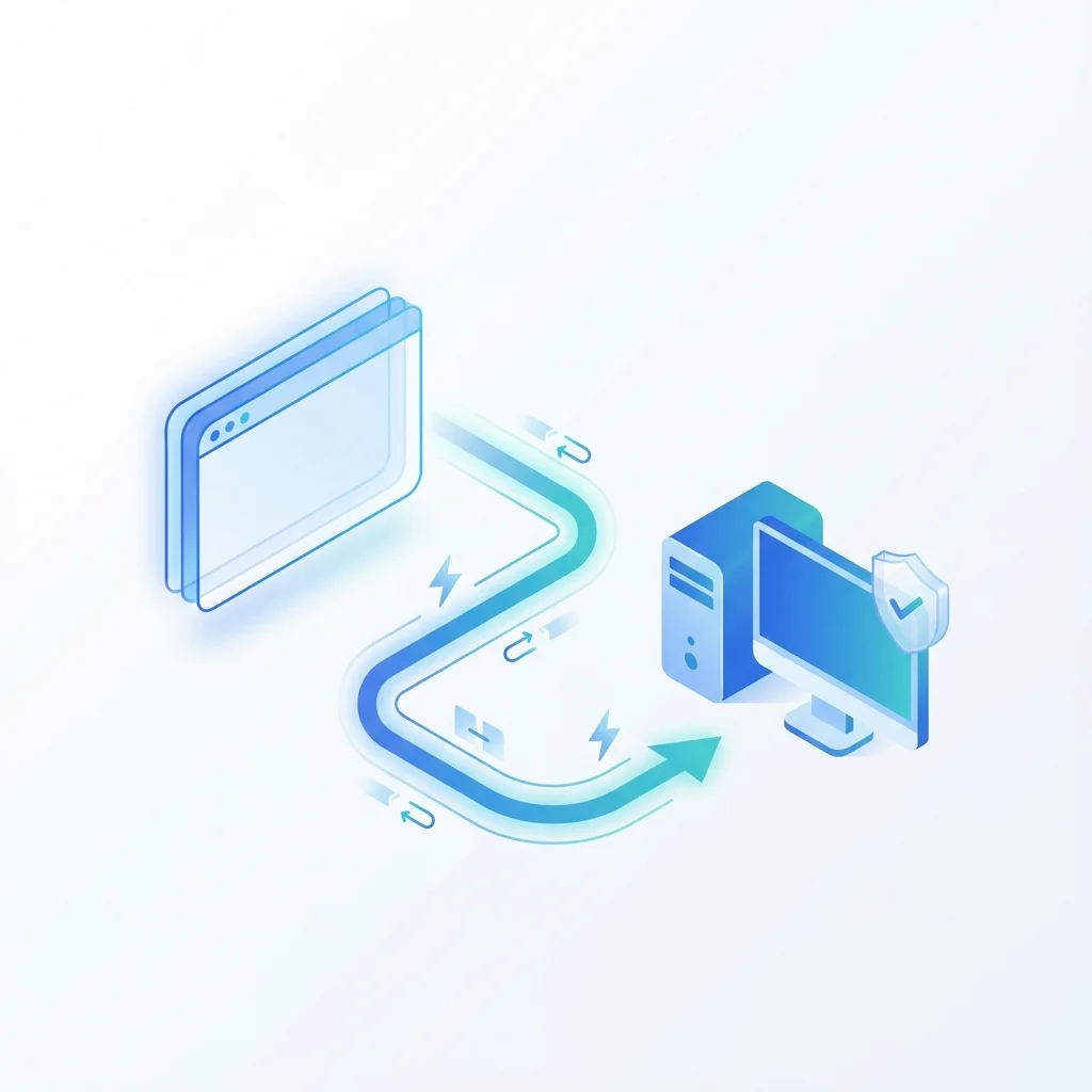 Navegador conectándose directamente a un ordenador