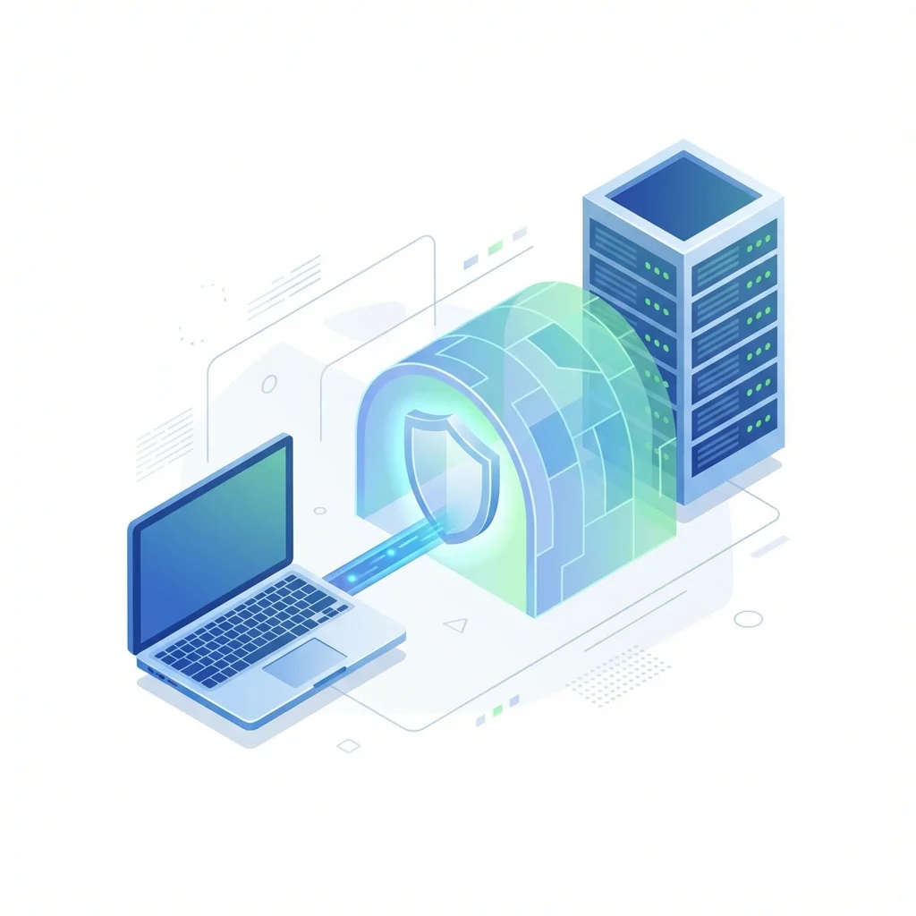 Portátil conectándose a servidor a través de túnel seguro