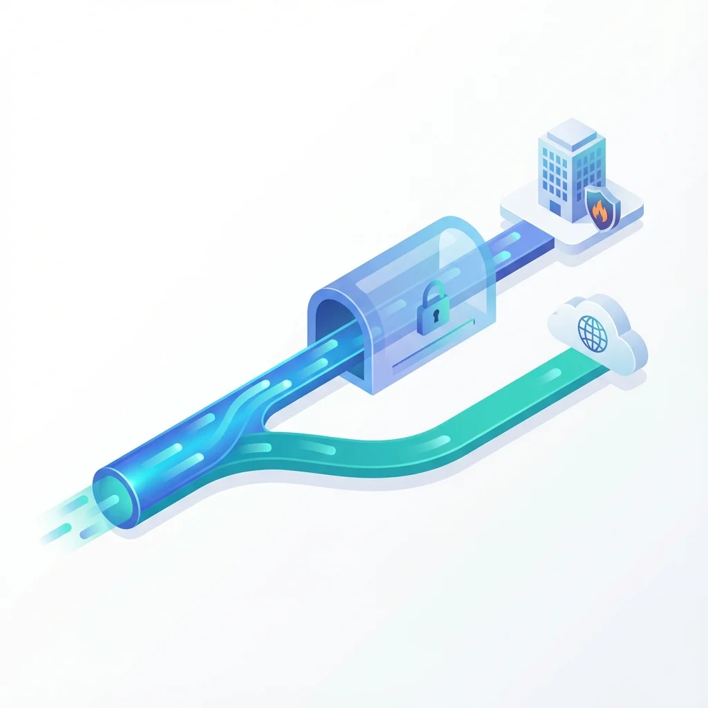 Flujo de datos dividiéndose en dos caminos