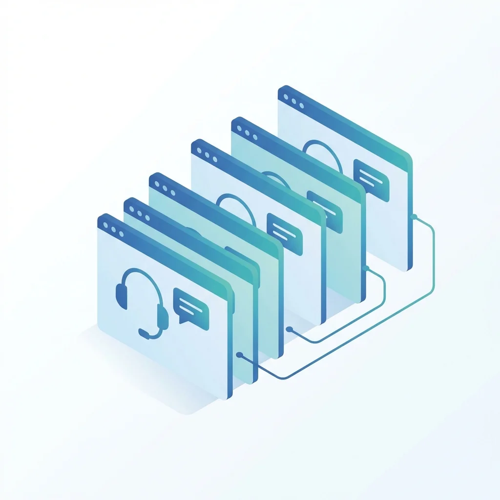 Técnico gestionando varias ventanas de soporte de forma organizada