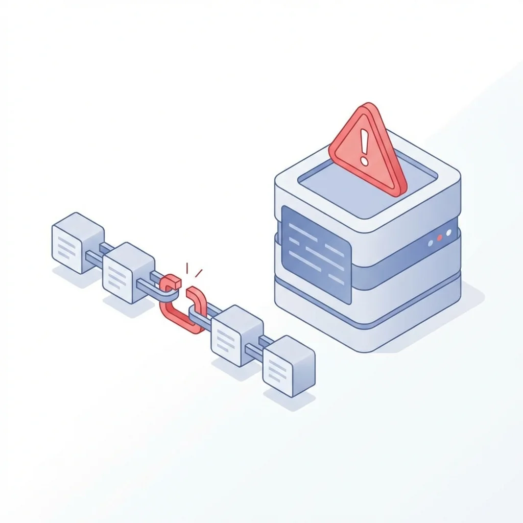 Representación de una cadena de backup rota por error de configuración