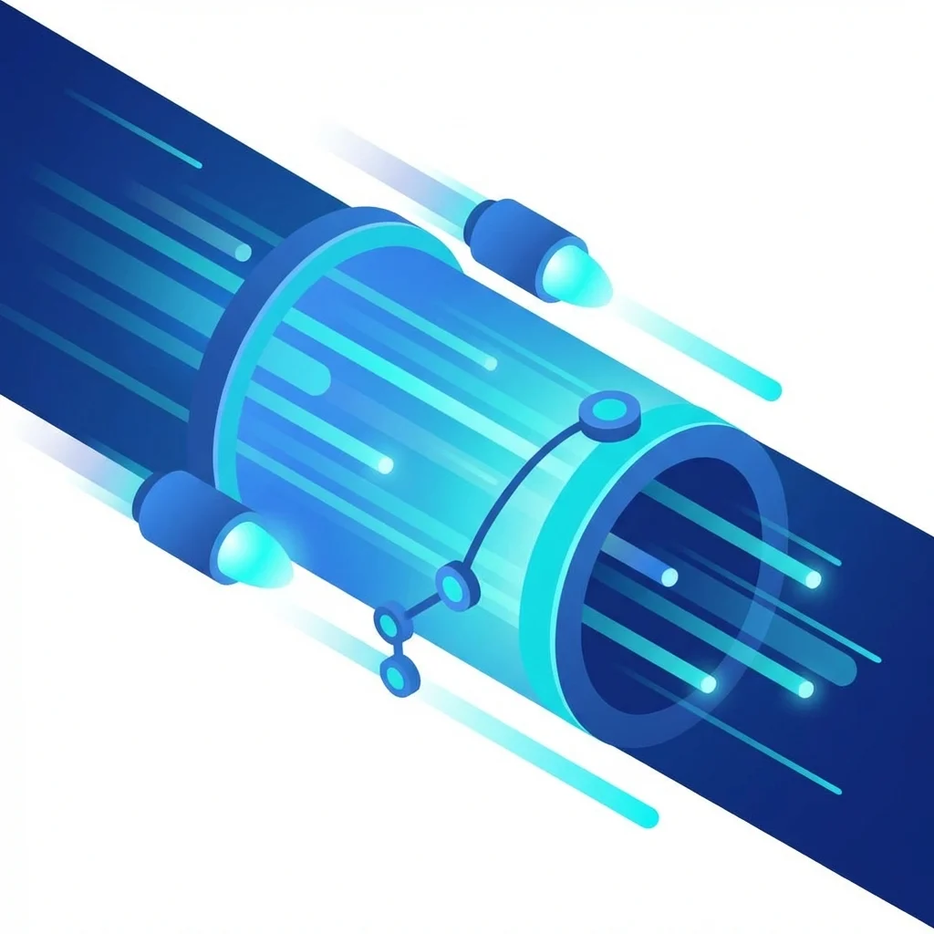 Ilustración de un túnel de datos veloz representando una VPN optimizada