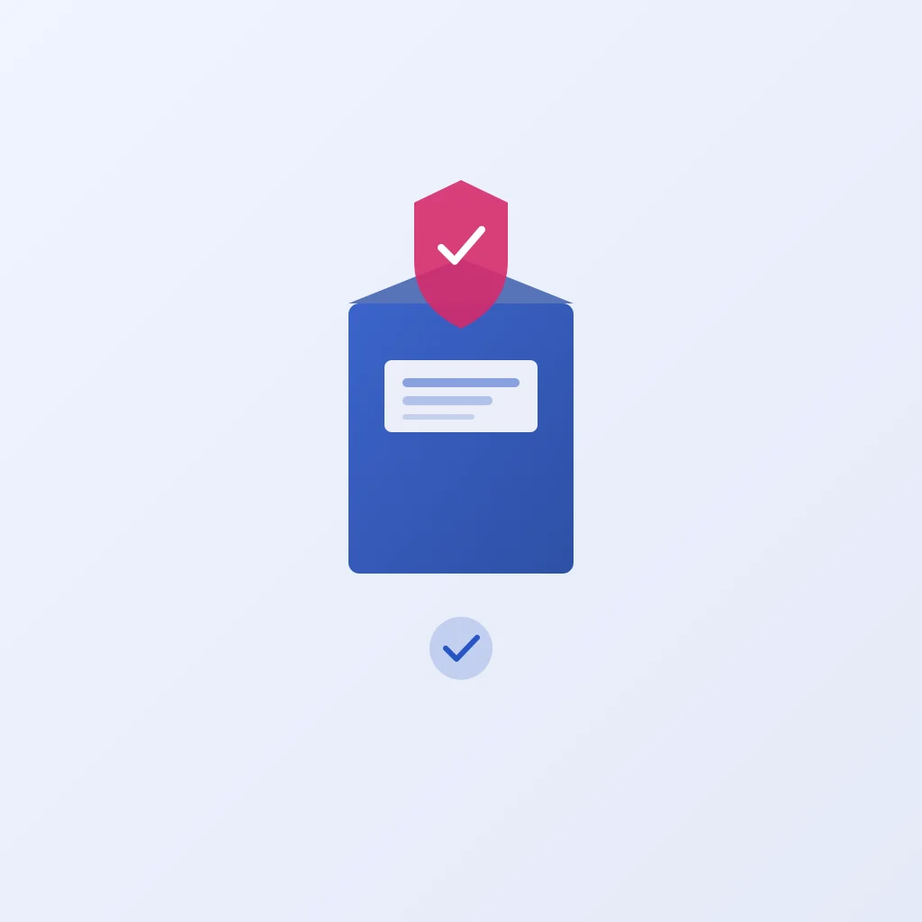 Escudo de verificación sobre una caja de software original